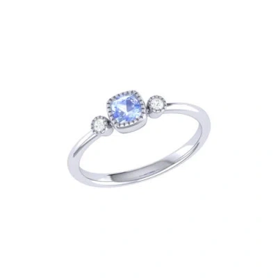 Luvmyjewelry Cushion Cut Tanzanite & Diamond Birthstone Ring In 14k Gold In White Gold