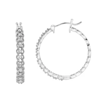 Luvmyjewelry Dahlia Diamond Rope Hoop Earrings In 14k Gold In Gray