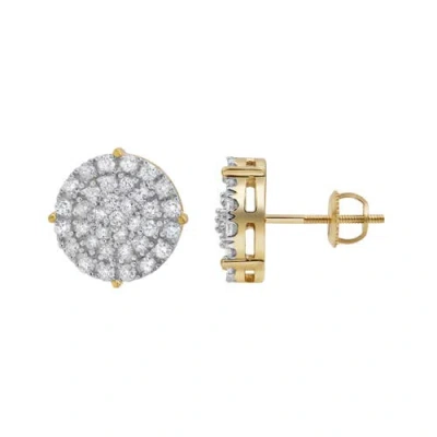 Luvmyjewelry Dartboard 14k Yellow Gold Diamond Stud Earrings