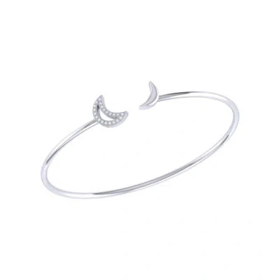 Luvmyjewelry Date Night Double Crescent Adjustable Diamond Cuff In Sterling Silver