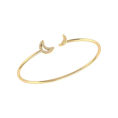 LUVMYJEWELRY DATE NIGHT DOUBLE CRESCENT STERLING SILVER DIAMOND ADJUSTABLE CUFF