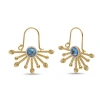 LUVMYJEWELRY LUVMYJEWELRY DAY BREAK HALF SUN DESIGN YELLOW GOLD PLATED SILVER TURQUOISE GEMSTONE DIAMOND EARRING
