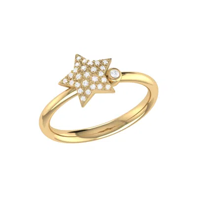 Luvmyjewelry Dazzling Star Bezel Sterling Silver Diamond Ring In Yellow