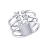 Luvmyjewelry Dazzling Star Bezel Trio Sterling Silver Diamond Ring In Silver