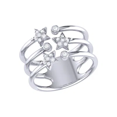 LUVMYJEWELRY DAZZLING STAR BEZEL TRIO STERLING SILVER DIAMOND RING