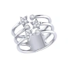 Luvmyjewelry Dazzling Star Bezel Trio Sterling Silver Diamond Ring In Silver