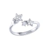 Luvmyjewelry Dazzling Star Couples Diamond Open Ring In Sterling Silver In Silver