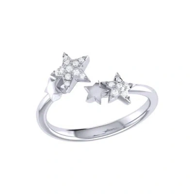 Luvmyjewelry Dazzling Star Couples Diamond Open Ring In Sterling Silver In White