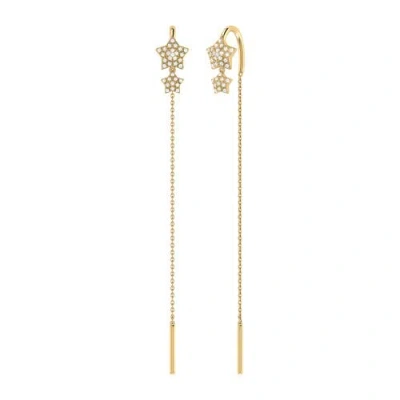 Luvmyjewelry Dazzling Star Duo Tack-in Sterling Silver Diamond Drop Earring In 14kt Gold Vermeil On Sterling