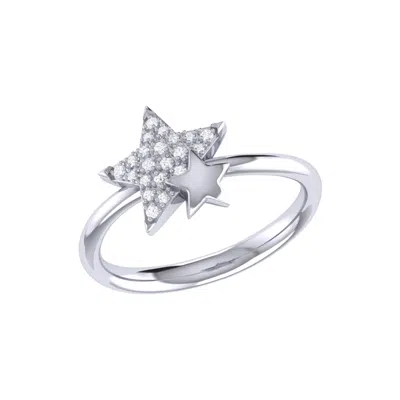 LUVMYJEWELRY DAZZLING STARKISSED DUO STERLING SILVER DIAMOND RING