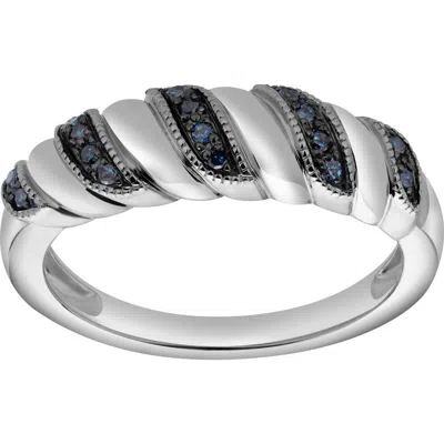 Luvmyjewelry Delphine Sterling Silver 0.10 Ct Diamond Croissant Ring In Multi