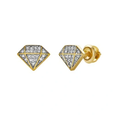 Luvmyjewelry Diadem L 10k Yellow Gold Cluster Diamond Unisex Earrings