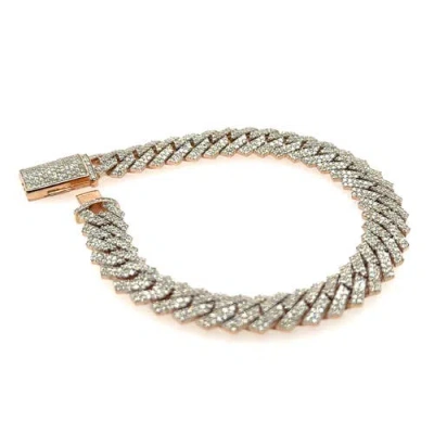 Luvmyjewelry Diamond Link Cuban Bracelet In 14k Rose Gold