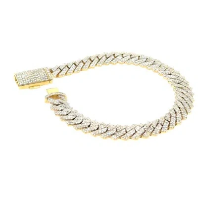 Luvmyjewelry Diamond Link Cuban Bracelet In 14k Yellow Gold