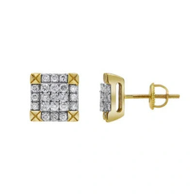 Luvmyjewelry Diamond Trunk 14k Yellow Gold Diamond Stud Earrings