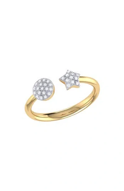 Luvmyjewelry Dreamer Full Moon & Star Diamond Ring In Gold