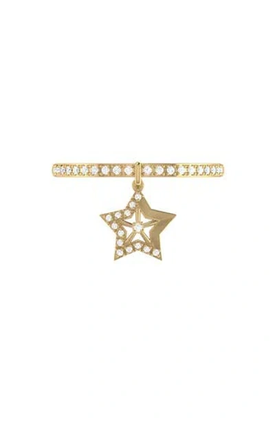 Luvmyjewelry Dreamer Lucky Star Diamond Charm Ring In Gold