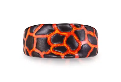 Luvmyjewelry Earth Fire Textured Silver & Enamel Band Men Ring In Grey