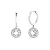 Luvmyjewelry Genevieve Pave Round Diamond Drop Huggie Hoop Earrings In 14k Gold In White