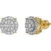 Luvmyjewelry Eirlys 10k Yellow Gold Cluster Diamond Unisex Earrings In 10k Yellow Gold