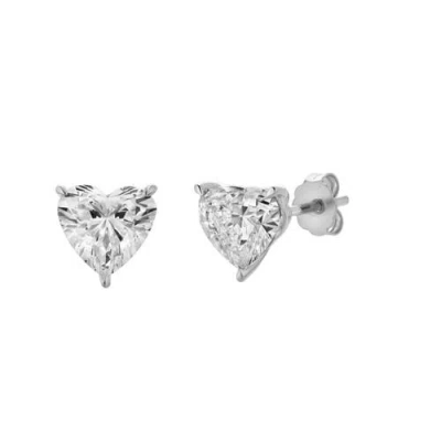 Luvmyjewelry Felicity 14k White Gold Lab Grown Heart Solitaire Diamond Earrings