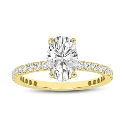 LUVMYJEWELRY ELIANA 14K YELLOW GOLD OVAL LAB GROWN DIAMOND HIDDEN HALO ENGAGEMENT RING - 2.08 CT