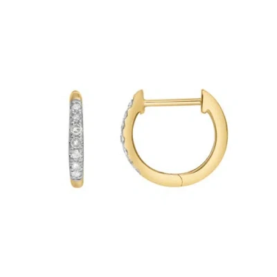 Luvmyjewelry Elina 14k Gold Diamond Huggie Hoop Earrings