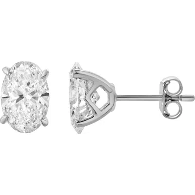 Luvmyjewelry Ellora 14k Gold Lab Grown Oval Solitaire Diamond Earrings In 14k White Gold