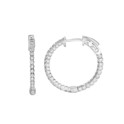 Luvmyjewelry Eloise Sleek Inside Out Diamond Set Hoop Earrings In 14k Gold In Gray