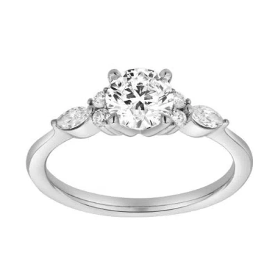 Luvmyjewelry Elora 14k Gold Round & Marquise Cut Lab Grown Diamond Engagement Ring In 14k White Gold