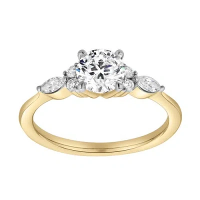 Luvmyjewelry Elora 14k Gold Round & Marquise Cut Lab Grown Diamond Engagement Ring In 14k Yellow Gold