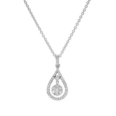 Luvmyjewelry Elysian Teardrop Diamond Pendant 14k Gold In Gray