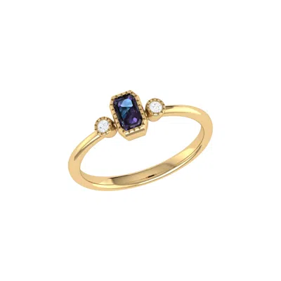Luvmyjewelry Emerald Cut Alexandrite & Diamond Birthstone Ring In 14k Gold In Yellow