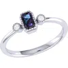 Luvmyjewelry Emerald Cut Alexandrite & Diamond Birthstone Ring In 14k Gold In White Gold