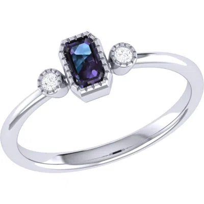 Luvmyjewelry Emerald Cut Alexandrite & Diamond Birthstone Ring In 14k Gold In White Gold