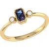 Luvmyjewelry Emerald Cut Alexandrite & Diamond Birthstone Ring In Yellow Gold