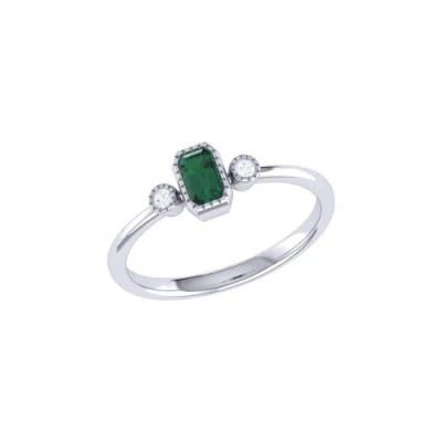 Luvmyjewelry Emerald Cut Emerald & Diamond Birthstone Ring In 14k Gold In White Gold