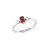 Luvmyjewelry Emerald Cut Garnet & Diamond Birthstone Ring In 14k Gold In Silver