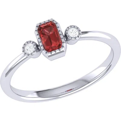 Luvmyjewelry Emerald Cut Garnet & Diamond Birthstone Ring In 14k Gold In White Gold