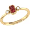 Luvmyjewelry Emerald Cut Garnet & Diamond Birthstone Ring In Yellow Gold