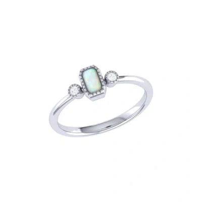Luvmyjewelry Emerald Cut Aquamarine & Diamond Birthstone Ring In 14k Gold In White Gold