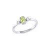 Luvmyjewelry Emerald Cut Peridot & Diamond Birthstone Ring In 14k Gold In Silver