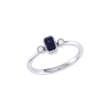 Luvmyjewelry Emerald Cut Sapphire & Diamond Birthstone Ring In 14k Gold In White Gold