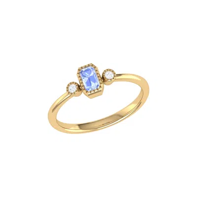 LUVMYJEWELRY EMERALD CUT TANZANITE & DIAMOND BIRTHSTONE RING IN 14K GOLD