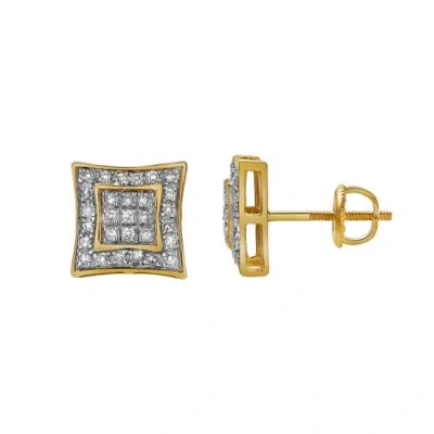 Luvmyjewelry Espelho 10k Yellow Gold Diamond Unisex Earrings