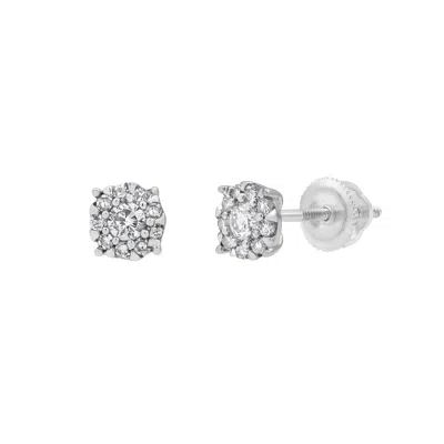 Luvmyjewelry Ethereal 14k White Gold Cluster Diamond Unisex Earrings - 0.25 Ct In Silver