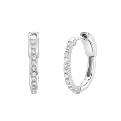 Luvmyjewelry Evangeline Halfway Diamond Set Huggie Hoop Earrings In 14k Gold