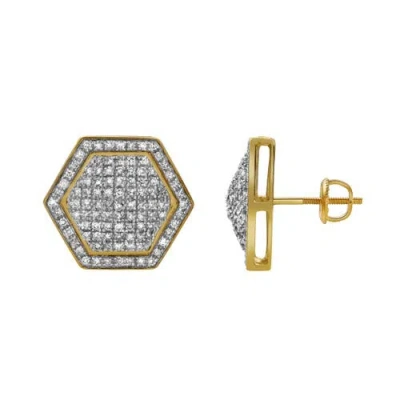 Luvmyjewelry Exatidao 10k Yellow Gold Diamond Unisex Earrings
