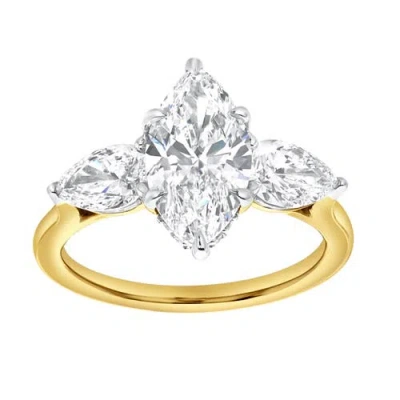 Luvmyjewelry Fallon 3ct Marquise & Pear Three Stone Lab Diamond Ring 14k Gold