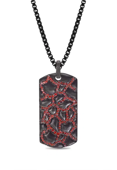Luvmyjewelry Fiery Ascent Silver & Garnets Tag Necklace
